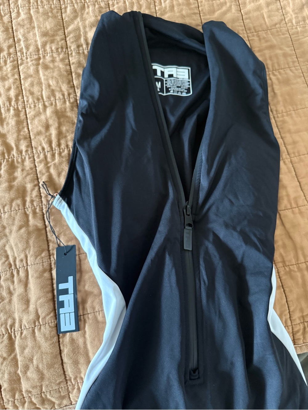 Sleeveless Surf One-Piece Swimsuit in Black and White - Picture 6 of 7